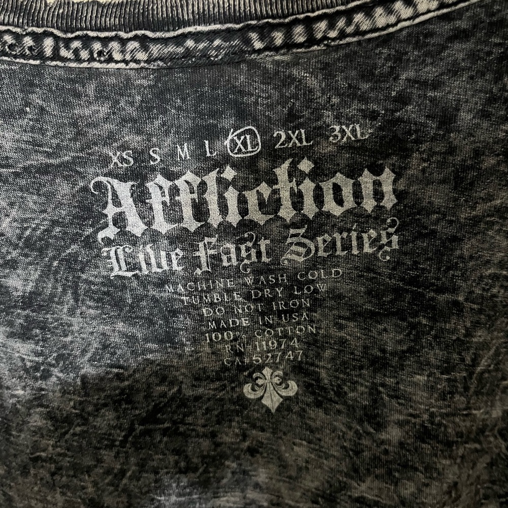 Affliction collection. Dark navy blue double shirt.